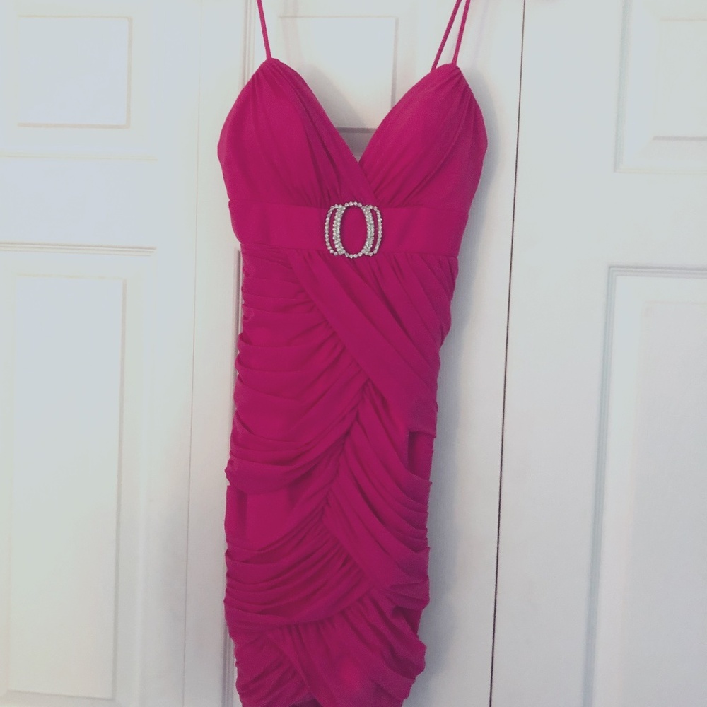 Faviana Fuchsia Holiday Party Cocktail Dance Bodycon Mini Dress